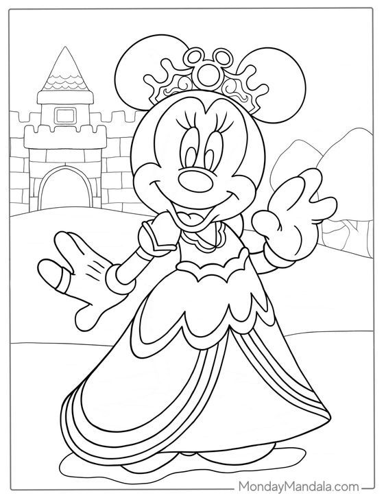 minnie mouse coloring pages for kids to print out and color on the disney world theme