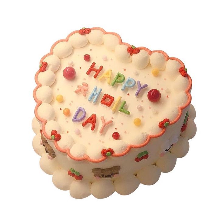 a birthday cake with the words happy day written in frosting and candies on it