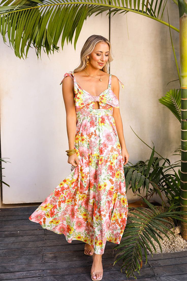 Sunny days were made for the Hamptons Dress! Featuring the new Whimsy print, a bow and keyhole cutout on the bust, smocked back panneling for comfort, and adjustable straps. The Hamptons just might be the maxi dress of our dreams! She's perfect for weddings and bridal showers! Have a mommy & me moment in the matchi Hamptons Dress, Womens Boho Dresses, Floral Ruffle Dress, Floral Babydoll Dress, Spring Clothes, Navy Floral Dress, Stylish Blouse, Patchwork Dress, Striped Maxi Dresses