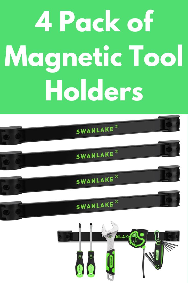 the 4 pack of magnetic tool holders is shown in green and black with text that reads,