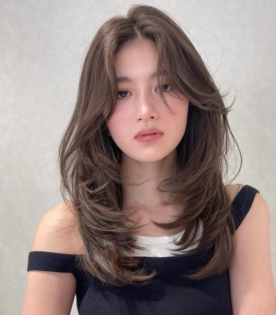 Medium Front Layered Hair, Front Facing Layers Medium Hair, Straight Layered Hair Front View, Straight Hair With Layers Around Face, Haïr Cut With Layers, Wispy Layers Long Hair Face Framing, Layer Hair Hairstyles, Face Layered Haircut, Face Frame Layers Medium