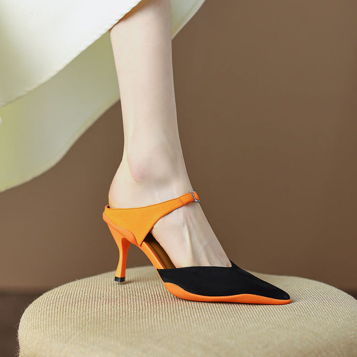 Elegant and stylish mules that offer you an effortless chic look. Upper: Genuine Leather Lining: Genuine Leather Outsole: Rubber Toe Shape: Pointy Toe Heel: 6.5cm/2.5'' Closure: Slip on is_handmade: Yes Fitted Slip-on Mules For Summer, Spring Office Mules With Heel Strap, Black Kitten Heels For Workwear In Summer, Black Kitten Heels For Summer Workwear, Spring Office Slip-on Heels, Black Kitten Heels For Work In Summer, Fitted High Heel Mules For Office, Summer Pointed Toe Mules For Work, Spring Office Mules With Pointed Toe