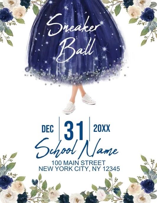 Sneaker Ball Flyer, Dance Template, Ball Dance, Sneaker Ball, Social Media Posting Schedule, School Template, Social Media Schedule, Online Ads, Custom Fonts