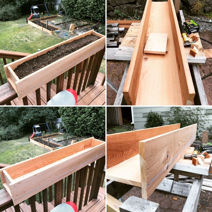 several pictures of different stages of building a raised garden bed