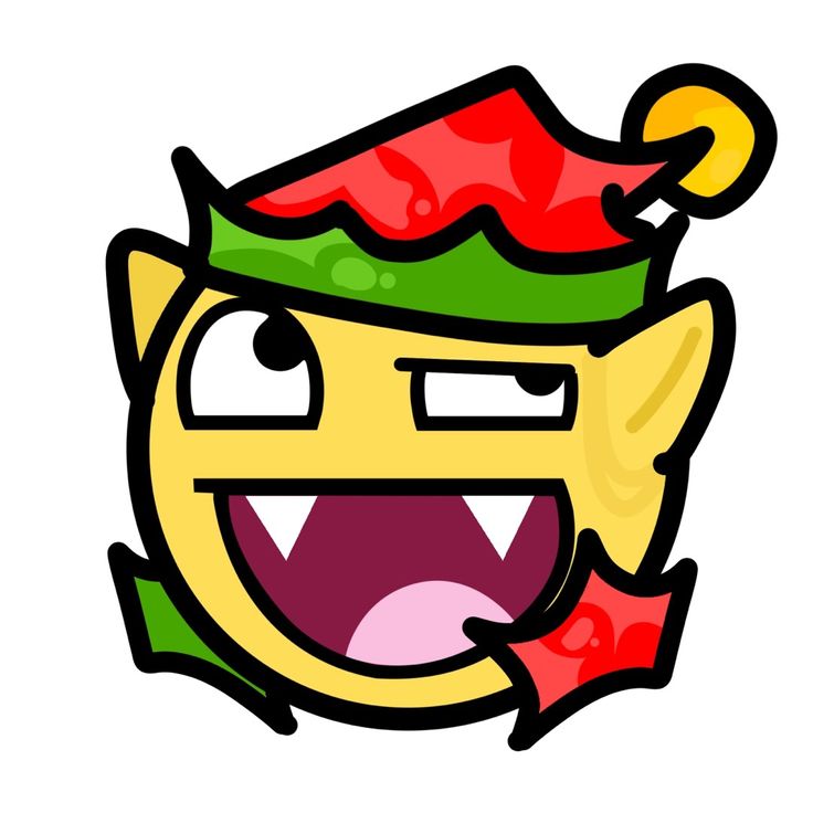 an emoticive face with a christmas hat on it's head and mouth