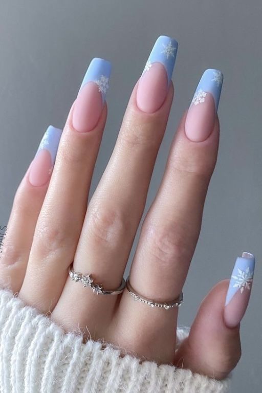 Blue Acrylic Nails, Winter Nails Acrylic, Christmas Nails Easy, Christmas Gel Nails, Snowflake Nails, Christmas Nails Acrylic, Nails Polish, Acrylic Nails Coffin Short, Xmas Nails