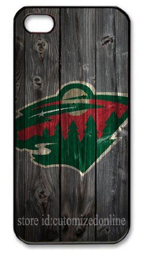 an iphone case with the minnesota wild logo on it, and wood grained background