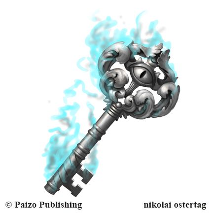 an image of a skeleton key with blue flames coming out of it's mouth