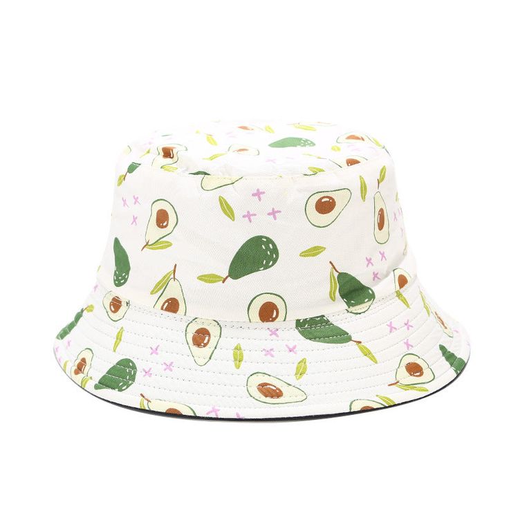 Fruit Print Bucket Hat - Avocado Bucket Hat Pattern Measurements, Bucket Hat Fashion, Bucket Hat Summer, Mens Sun Hats, Summer Cap, Cap White, Hat Summer, Fishing Hat, Sports Caps