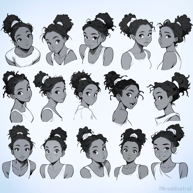 various poses and hair styles for the character from disney's princess and the frog