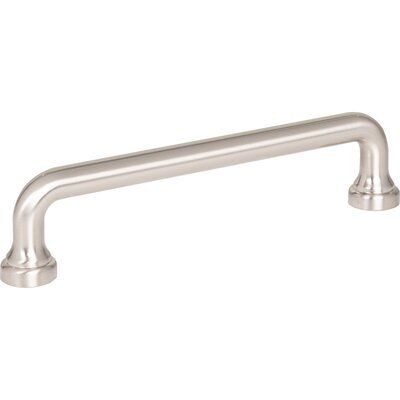 a stainless steel pull handle on a white background