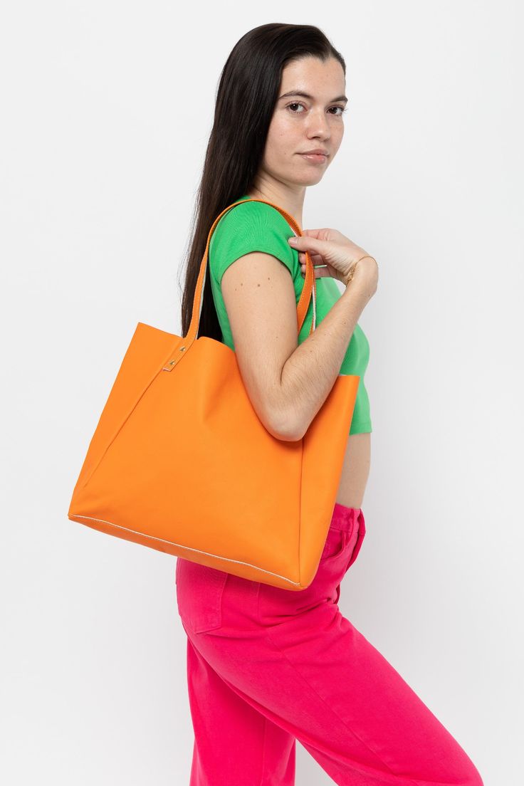 Clementine Modern Orange Everyday Shoulder Bag, Modern Orange Everyday Bag, Modern Orange Everyday Bags, Modern Orange Shoulder Bag For Travel, Modern Orange Shoulder Bag For Everyday Use, Modern Orange Rectangular Bag, Small Laptops, Small Laptop, Gorgeous Leather