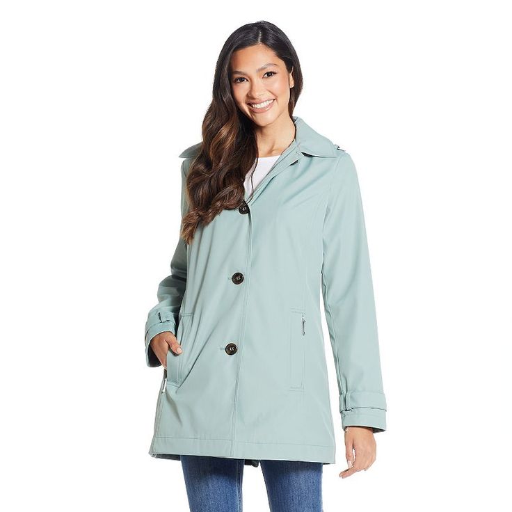 A water-resistant shell makes this women's Weathercast rain jacket a springtime staple.Finding the perfect fit and size for women's clothing requires basic measurements of your chest, waist, hips and inseam. Use this guide to learn more about sizing and everything Kohl's has to offer in women's fashion. Water-resistant shell Striped lining under collar Removable hood Button closure Long sleeves with button-tab cuffs 2 zippered pocketsFIT & SIZING Designed to hit above the knees A-line cut Lightw Weatherproof Spring Outerwear For Work, Spring Weatherproof Outerwear For Work, Spring Weatherproof Solid Raincoat, Weatherproof Outerwear For Spring Workwear, Weatherproof Outerwear For Work In Spring, Spring Weatherproof Windbreaker In Solid Color, Solid Weatherproof Outerwear For Spring, Spring Weatherproof Windbreaker, Spring Casual Raincoat For Work