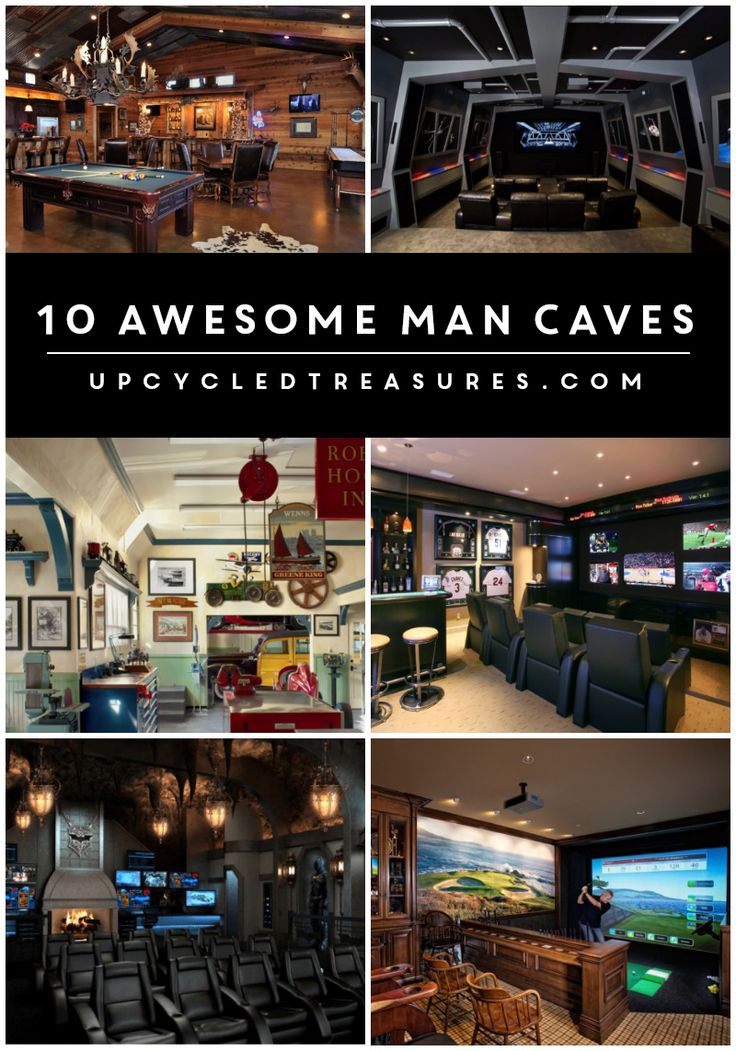 the inside of a man cave with lots of furniture