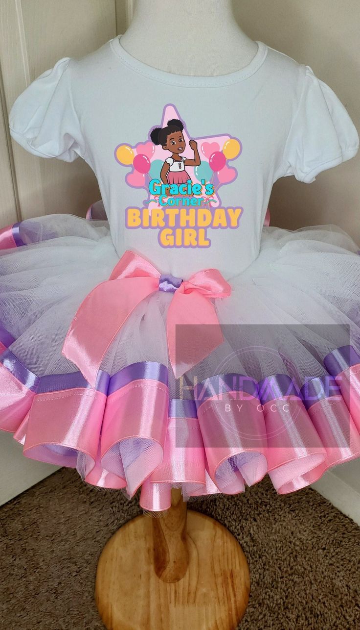 2ND BIRTHDAY OUTFIT - Personalized Birthday Outfit, Tutu Skirt Set with Shirt, Outfit for Girl, Gracie's Corner Outfit, Gift for Little Girl This outfit  is Gracie print themed. Perfect for a Gracie's Corner Birthday Party!  I can customize the shirt with any AGE 1, 2, 3, 4 **A name can be added also at the bottom of the shirt if you like. Just enter all info in the personalization box The shirts are 100%  ring spun combed cotton & run true to size. If you order a set it will include the skirt , Fitted Pink Skirt For Birthday, Pink Fitted Skirt For Birthday, White Short Sleeve Birthday Set, White Short Sleeve Sets For Birthday, Pink Short Sleeve Birthday Set, With Shirt Outfit, 2nd Birthday Outfit, Girls Clothing Sets, Tutu Skirt