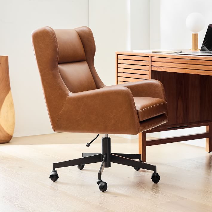 Office Chair Real Leather Office Chair, Office Chairs Modern, Sports Cave, Wood Office Chair, Glass Chair, Executive Style, Modern Desk Chair, Modern Office Interiors, Frame Desk