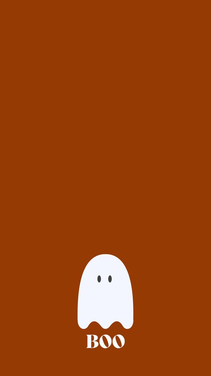 an orange background with the word boo on it and a white ghost in the middle