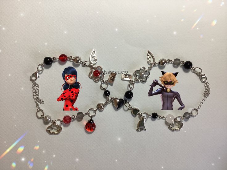 Cat Noir And Ladybug, Bracelets Couple, Magnetic Bracelets, Ladybug And Cat Noir, Couple Bracelets, Magnetic Bracelet, Cute Bracelets, Cat Noir, Diy Art Painting