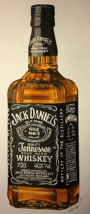 a painting of a bottle of jack daniels whiskey