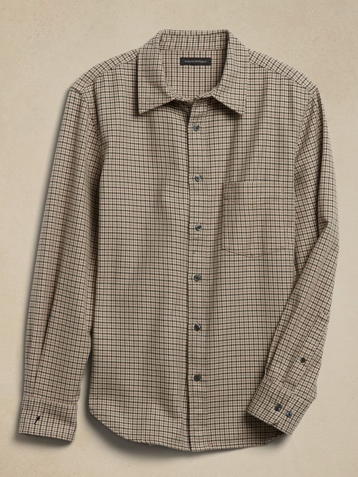 A legend returns from the Banana Republic archives.  This sumptuous button-down shirt is crafted from soft organic cotton with micro plaid flannel detail.  ORGANIC: Made with certified, organically grown cotton that's easier on the earth.  Spread col Everyday Shirt With Placket For Fall, Fall Season Everyday Shirt, Relaxed Fit Flannel Shirt With Spread Collar For Fall, Fall Unstructured Button-up Shirt, Fall Spread Collar Shirt For Casual Gatherings, Fall Shirt For Casual Gatherings With Spread Collar, Unstructured Shirt With Spread Collar For Fall, Plaid Flannel Shirt, Plaid Flannel