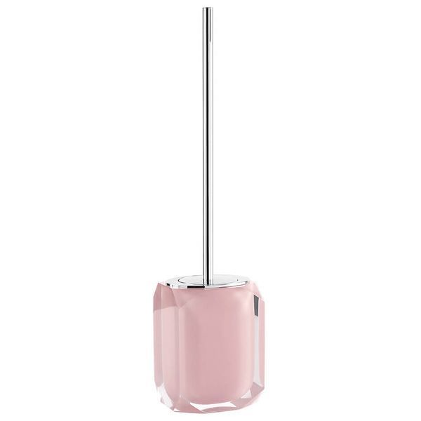 a pink toilet brush holder on a white background