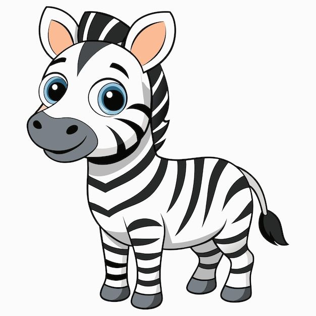 a cartoon zebra with big blue eyes