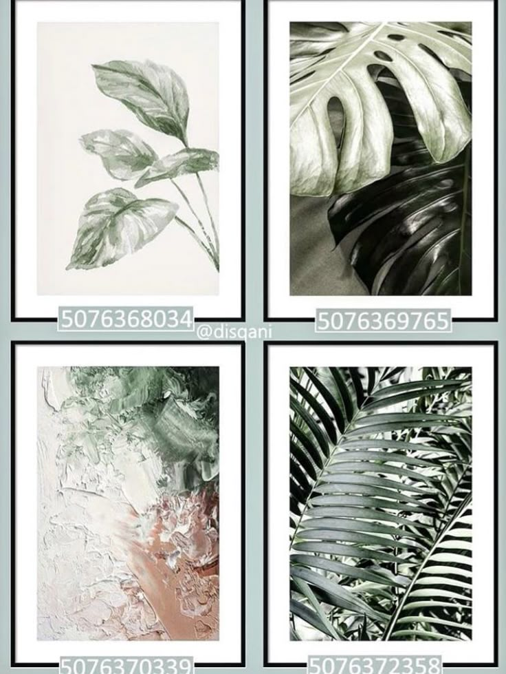 four different types of leaf prints