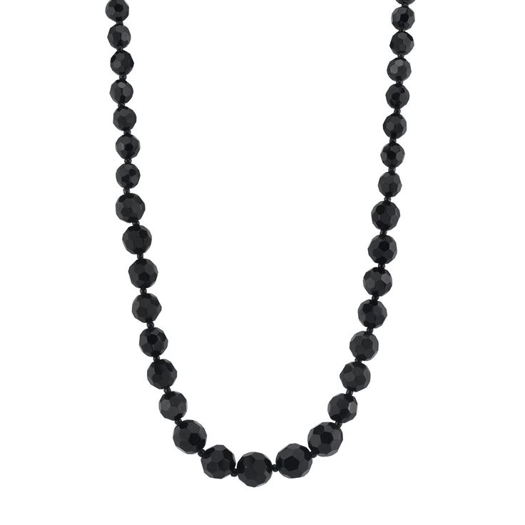 A fashionable classic. Add sophistication to your ensemble with this black beaded necklace from 1928.NECKLACE DETAILS Length: 15 in.  Clasp: lobster-claw Not appropriate for children 14 years old and younger. Size: 15. Gender: unisex. Age Group: adult. Classic Necklaces With Round Beads For Evening, Classic Adjustable Necklaces For Evening, Classic Faceted Round Bead Necklaces, Classic Black Beaded Necklaces With Polished Beads, Classic Black Beaded Necklace With Polished Beads, Classic Black Necklace For Party, Classic Faceted Necklace For Formal Occasions, Classic Black Necklace With Round Beads, Black Beaded Necklaces For Formal Occasions