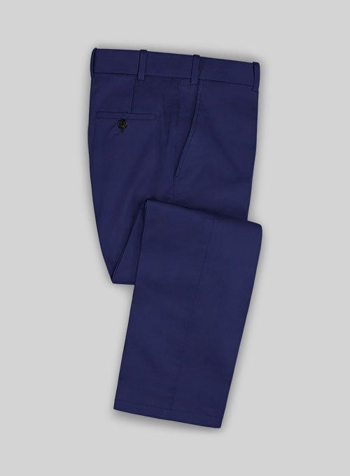 Tired of monochrome and navy? our Loro Piana Indigo Blue Cotton suit is a refined choice that will bring some color to your wardrobe and ensure you're always looking the part. Crafted from cotton lycra,  the suit creates a sharp silhouette and comes with added stretch that makes it perfect for a day when you are on the move. You'll turn heads in a blue suit so get ready to impress with its bright color and classic tailored fit. 
 
 Choice of the Elite, Loro Piana is owned by LVMH Moët Hennessy L Fitted Cotton Pants For Semi-formal Occasions, Classic Indigo Cotton Pants, Blue Tailored Cotton Pants, Tailored Blue Cotton Pants, Elegant Blue Cotton Bottoms, Navy Fitted Cotton Bottoms, Formal Blue Cotton Bottoms, Fitted Blue Cotton Pants, Semi-formal Cotton Fitted Pants