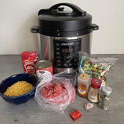 the ingredients to make an instant pot meal