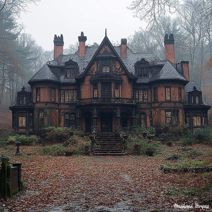 Old Victorian Homes Interior, Dark Cottagecore House, Mansion Exterior, Storybook Homes, Creepy Houses, Abandoned Mansion, Dream Mansion, Old Mansions, Victorian Mansions