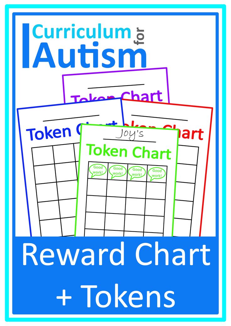 four reward cards with the words, reward chart and token