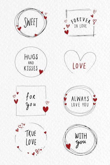 hand drawn valentine's day speech bubbles