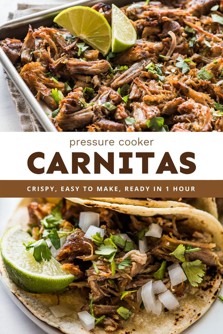 the recipe for pressure cooker carnitas is easy to make, ready in minutes