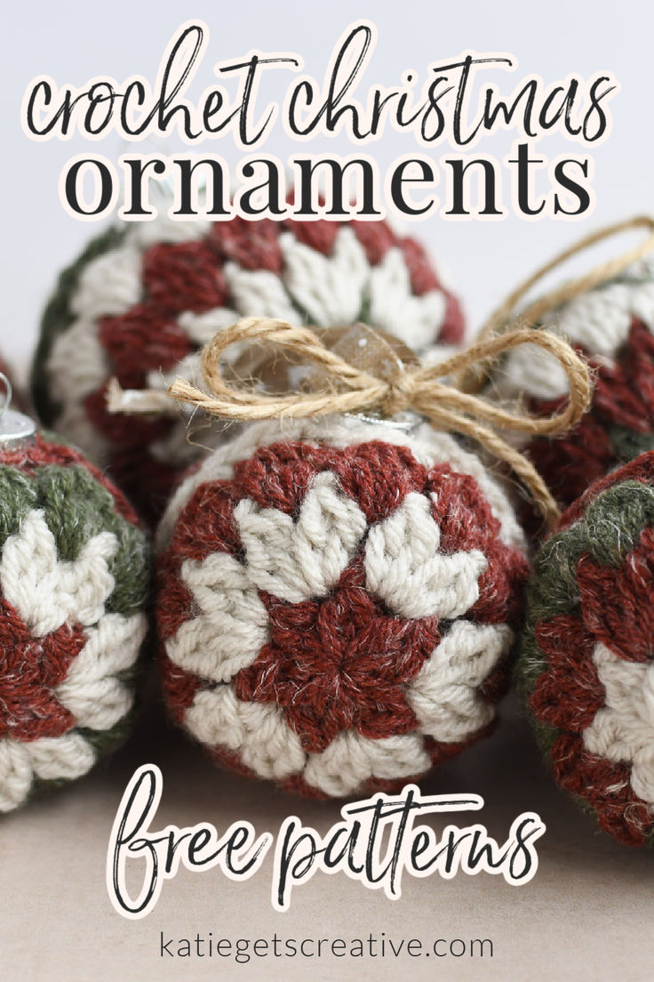 crochet christmas ornaments with text overlay