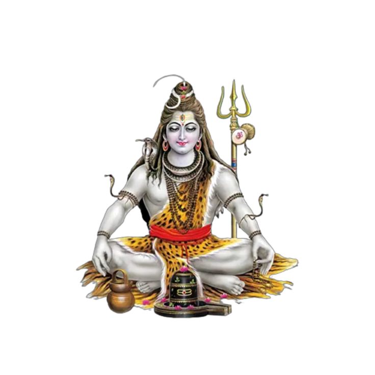 the god sitting in lotus position with his arms crossed and legs crossed, holding a staff