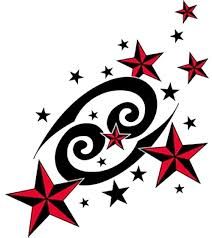 stars and swirls are in the shape of a tattoo design on a white background