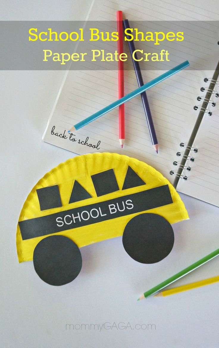 a school bus shaped paper plate craft with colored pencils