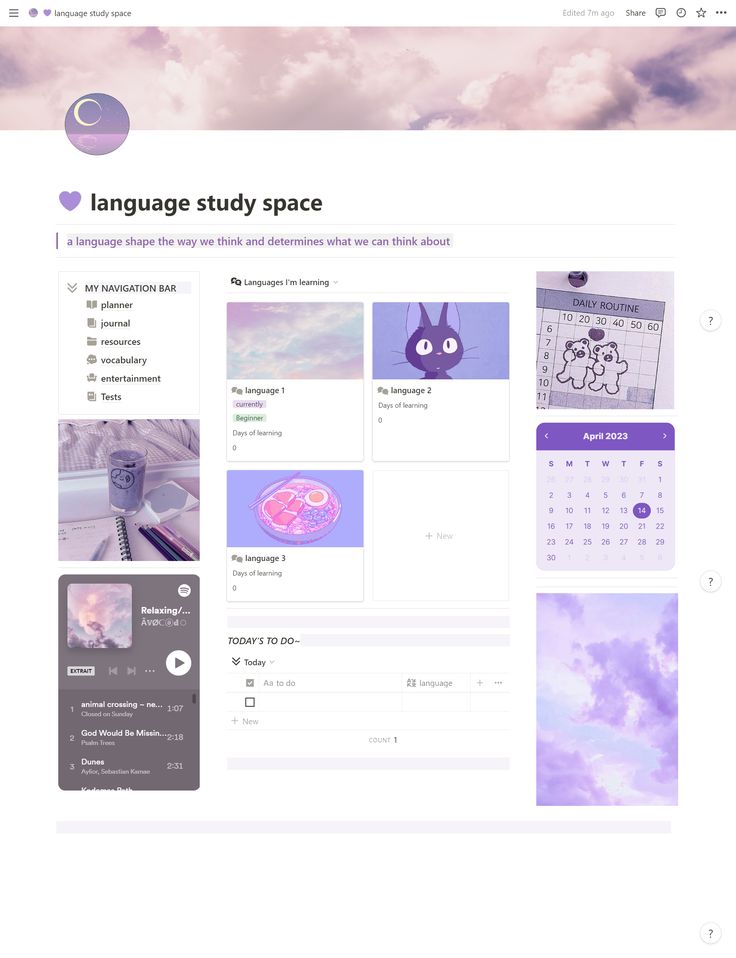 A notion template to help you stay organised while learning different languages effectively notion template lilac theme easy to use Notion templates | study tools | profuctivity | aesthetics | motivation | learning languages hobbies~ Notion Template Ideas Aesthetic Language Learning, Korean Notion Template, Notion Hobbies Template, Learning Languages Notion Template, Notion Template Ideas Language Learning, Language Study Notion, Notion For Language Learning, Notion Language Template, Hobbies Notion