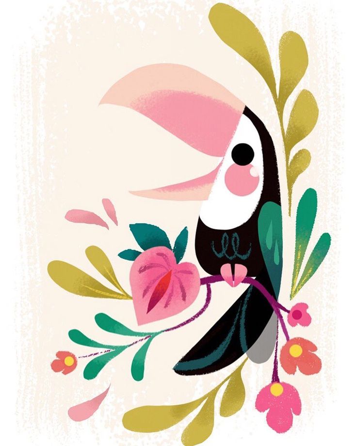 an image of a bird with flowers on it