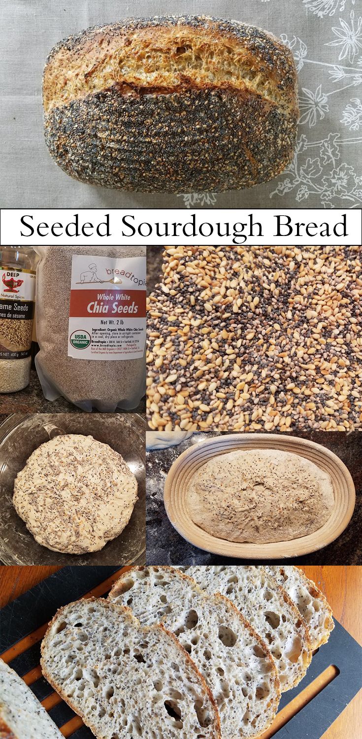 several different types of breads are shown with the words, seed sourdough bread