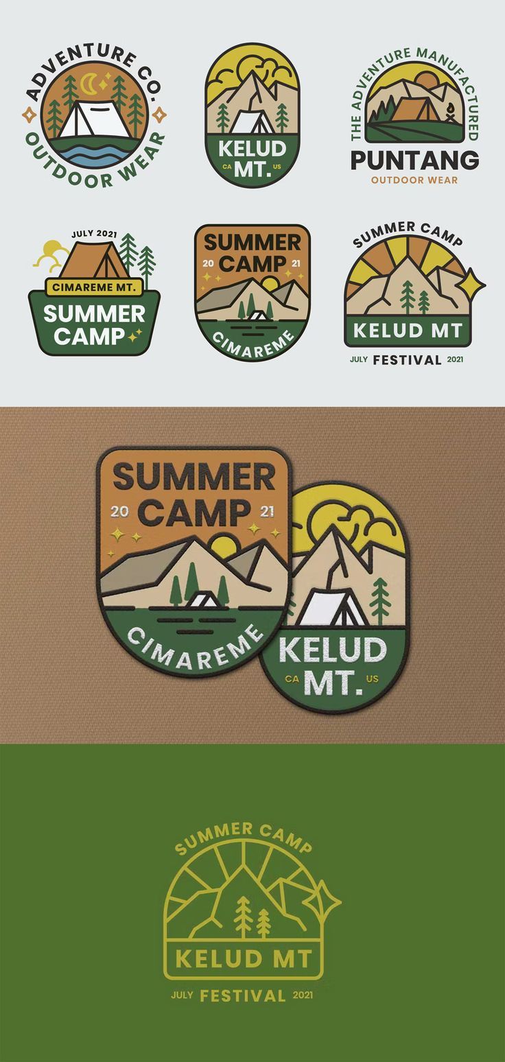 the logo for summer camp is shown in three different colors