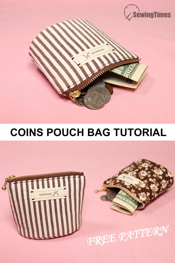 coin pouch bag sewing pattern with instructions