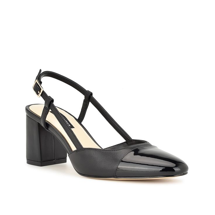 Nine West-Unda Pump Whether highlighting a formal or professional ensemble, the Unda pump from Nine West makes for a versatile go-to. This slingback pair sports patent detailing on the cap toe for a vintage touch. Black Slingback Pumps With 4-inch Heel For Work, Classic Formal Slingback Pumps With Contrasting Heel, Classic Slingback Pumps With Contrasting Heel For Office, Spring Formal Slingback Pumps With Rubber Heel Cap, Ankle Strap Patent Leather Heels For Work, Patent Leather Ankle Strap Heels For Work, Formal Slingback Pumps With Contrasting Heel Counter, Formal Slingback Heels With Rubber Heel Cap, Slingback Pumps With 4-inch Heel For Work