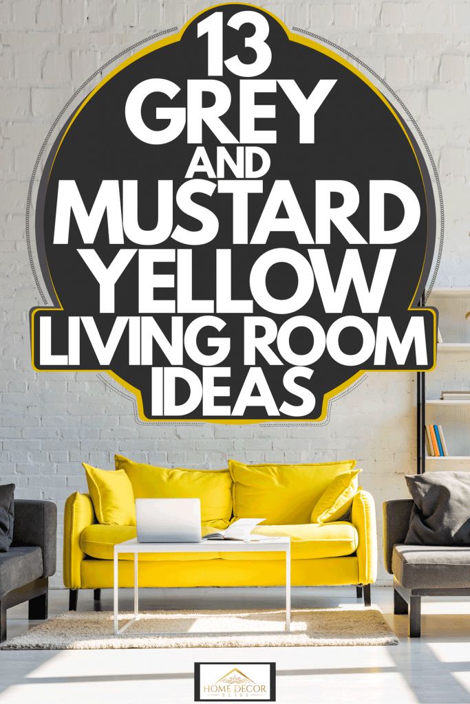 Grey and Mustard Yellow Living Room: Minimalist Industrial Style Mustard Yellow Living Room, Sectional Living Room Ideas, Yellow Living Room Ideas, Yellow Sectional, Grey Couch Decor, Mustard Sofa, Mustard Living Rooms, Yellow Walls Living Room, Grey And Yellow Living Room