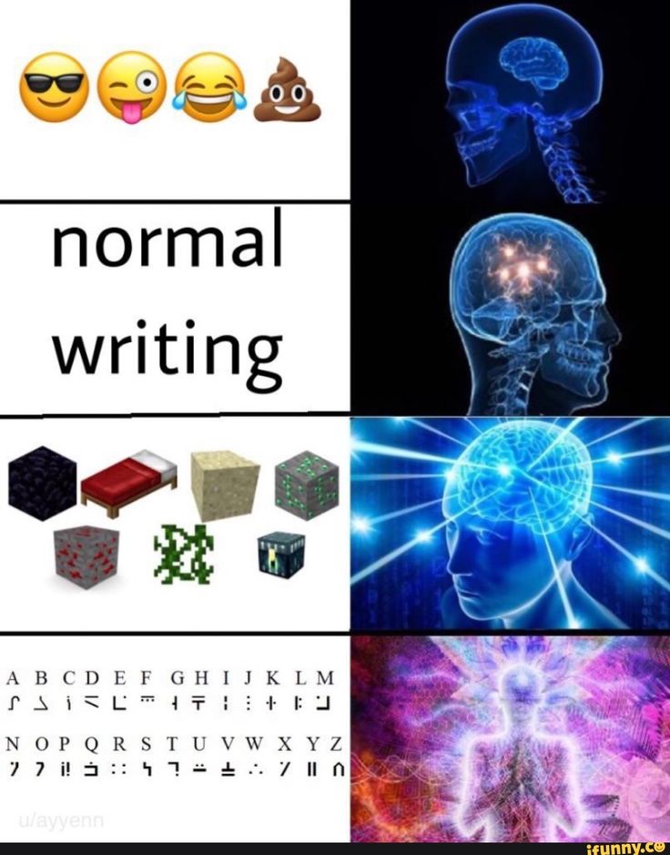 four different images with the words normal writing written in them and an image of a human head