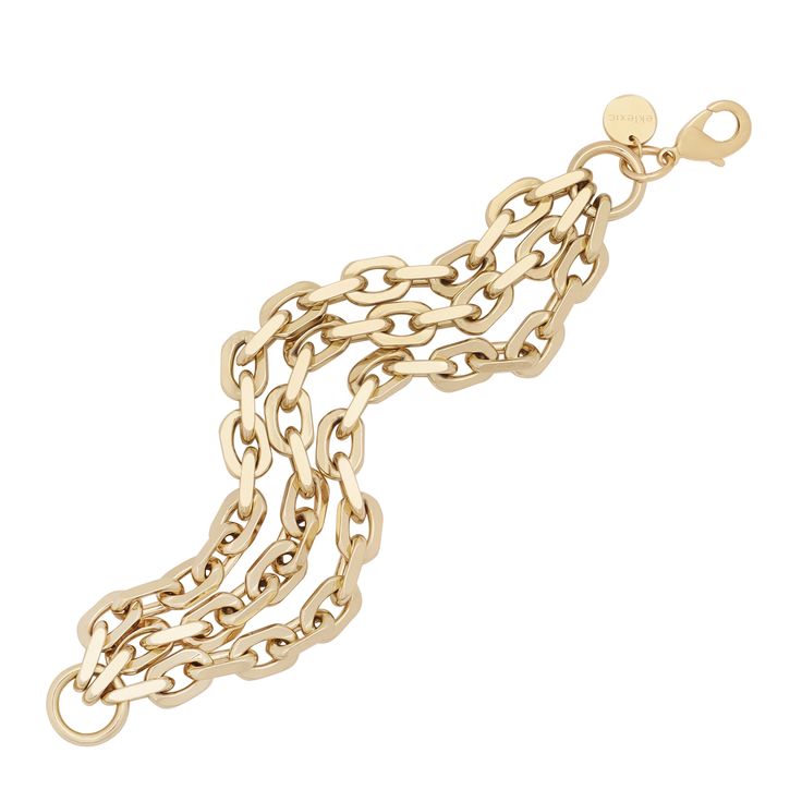 The Triple Layer Lennon bracelet is made from our thick brass link chain and fastened with a with lobster clasp. Material: Brass Plating available: 10K Gold or Rhodium-Silver Chain measures: 8.4mm wide Bracelet has a clear protective coating to prevent from quick wear and tarnishing. Each link: 13.1mm long & 2.2mm thick Clasp Measures: 19mm long Available in the following Lengths: 6", 7", 8", 9" Our jewelry is always handcrafted from sustainable materials in the USA. Wide Bracelet, Gold Accessories, Women Supporting Women, Chain Link Necklace, Gift Accessories, Link Necklace, Sustainable Materials, 10k Gold, Link Chain