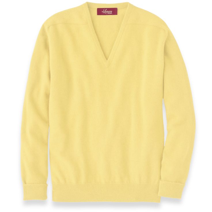 Men's Cashmere V-Neck Sweater With Saddle Shoulder in Lemon Frost | The Lanam Shop Classic Cashmere V-neck Sweater For Fall, Classic Cashmere V-neck Sweater With Long Sleeves, Classic Wool V-neck Top, Classic V-neck Wool Top, Classic Merino Wool V-neck Sweater In Fine Knit, Wool V-neck Sweater For Formal Occasions, Formal Wool V-neck Sweater, Classic V-neck Sweater, Formal V-neck Wool Sweater