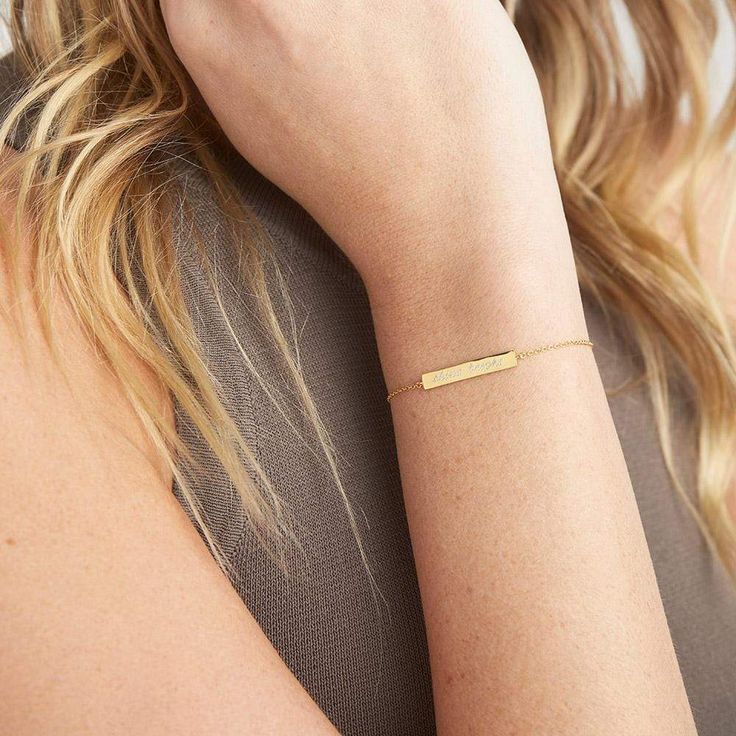 gorjana Jewelry | Bespoke Name Plate Bracelet Classic Matte Gold Bracelet Jewelry, Minimalist Personalized Bracelet Jewelry, Dainty Engraved Bracelets For Everyday Wear, Dainty Engraved Bracelets For Everyday, Dainty Engraved Bracelet For Everyday Wear, Adjustable Simple Jewelry For Everyday, Dainty Everyday Engraved Bracelets, Adjustable 14k Gold Modern Jewelry, Adjustable 14k Gold Everyday Jewelry