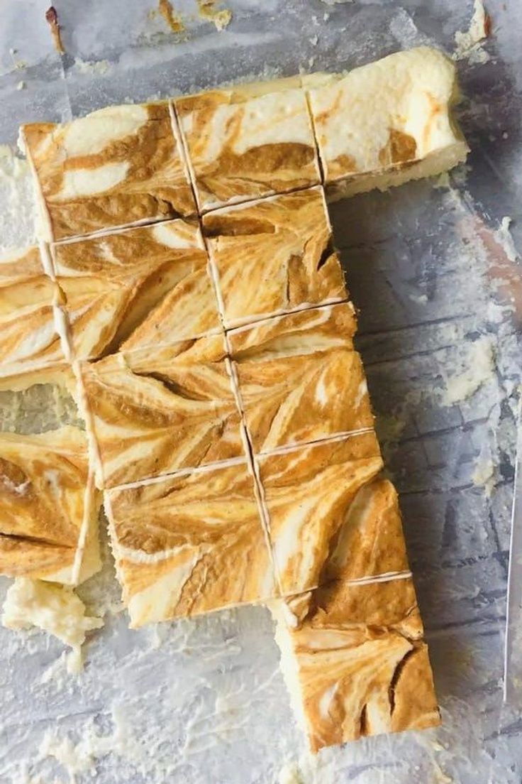 the pastry is cut into squares and placed on top of each other, ready to be eaten